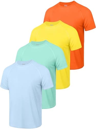 IHU Boys Rash Guard Short Sleeve Swim Shirts UPF 50+ Neon Rashguard for Kid