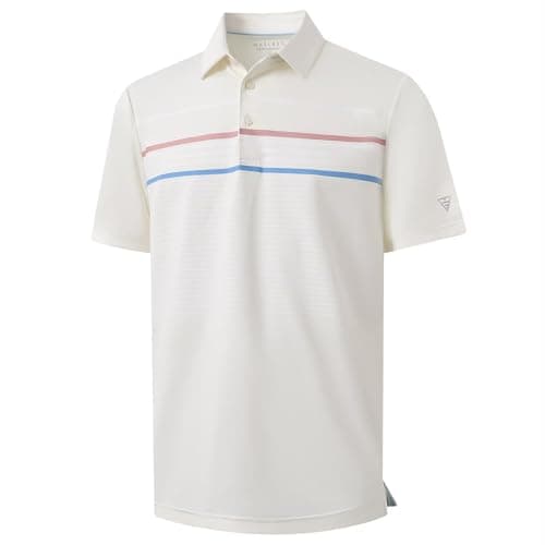 M MAELREG Mens Golf Shirts Dry Fit Short Sleeve Fashion Print Striped Casual Short Sleeve Collared Golf Polo Shirts