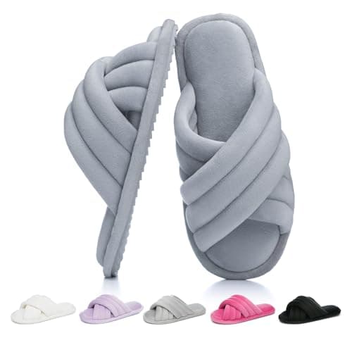 GOEWY Cross Band Slippers for Women with Cozy Memory Foam Machine Washable