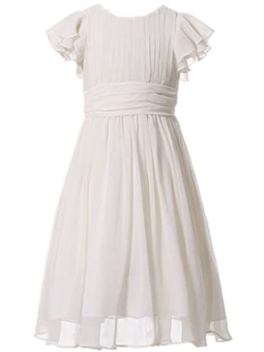Flower Girl Dress for Wedding, Ruffle Chiffon Junior Bridesmaid Dresses