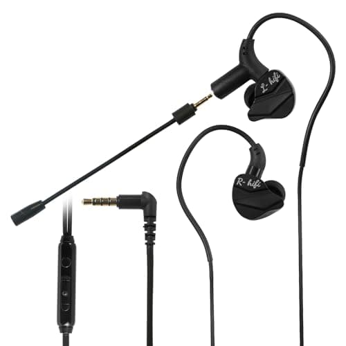 Bodykoo GameBuds Pro in-Ear Gaming Headset with Detachable Microphone, Wired Earphone 3.5 MM E-Sport Earphone Noise Cancelling, Gamings Earphones Wired for Mobile Gaming (Black)