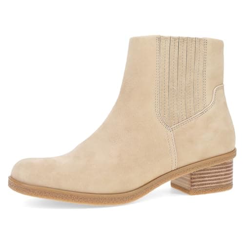 Dansko Daisie Chelsea Boot for Women - Waterproof Leather and Construction with Rubber Outsole and Leather Stacked Heel for Long-Lasting Style in any Weather Sand Nubuck 5.5-6 M US
