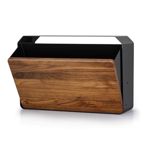Wall-Mount Mailbox for House - Walnut & Galvanized Steel Rust-Proof Metal Post Box, Large Capacity, Easy to Install Wall Mount, Mailboxes for Outside House Porch