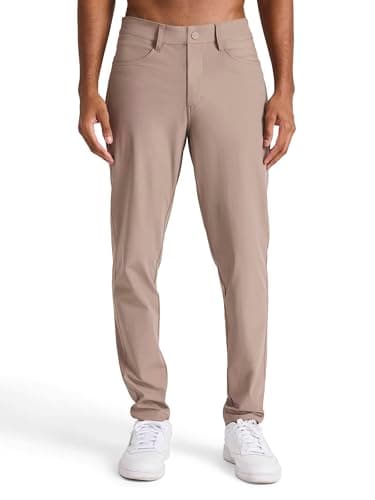 Reebok Men’s 5-Pocket Voyager Oblong Pant, Tapered Slim Fit, Lightweight Poly Double-Knit Fabric, Driftwood, 36X32