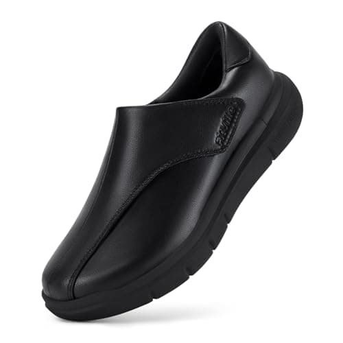 FitVille Diabetic Men's Dress & Casual Slip On Oxford Shoes - Adjustable Business Formal Wedding Shoes - Orthopedic Sneakers for Swollen Feet - Jet Black 8 X-Wide