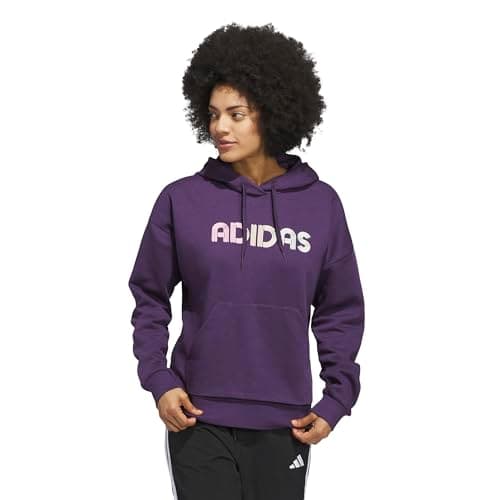adidas Women's Wordmark Graphic Hoodie, Aurora Plum, X-Small