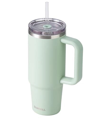 SUNWILL Coffee Tumbler with Straw, 30 oz Insulated Stainless Steel