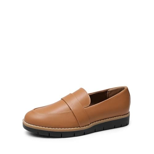 DREAM PAIRS Women's Loafers, Slip-On Business Casual Work Shoes,Size 6.5,Brown-Pu,DWUMLS2506