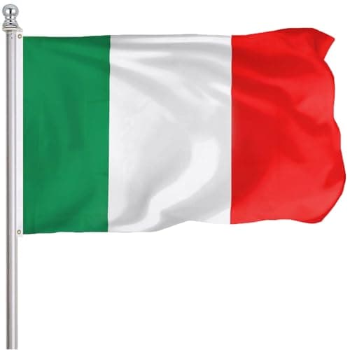 FLGCLUB Italy Italian Flag 3x5 Ft Outdoor, Vibrant Color Fade Resistant Italy Flags Polyster Double Stitched, Italian National Flag Canvas Header and Brass Grommets