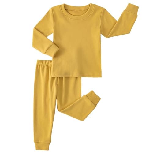 JWWN Kids Thermal Underwear Set Toddler Winter Base Layer Ultra Soft Long Johns for Big Boys Girls (Yellow,8Years)