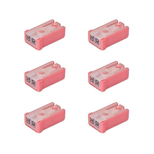 ANFTDCO 6PCS Mini Slotted Car MCASE Shaped Cartridge Fuse Kit, 30A 32V Vehicle Micro Low-Profile Fuses Assortment, Automotive Replacement Accessories, Universal for Sedan Truck SUV