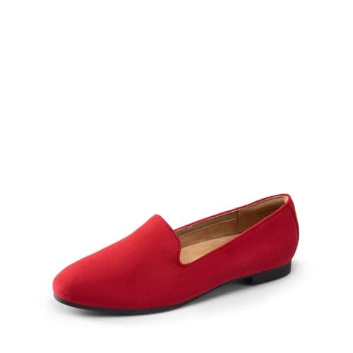 DREAM PAIRS Round Toe Flats for Women Dressy Comfortable, Slip-On Dress Business Casual Office Work Shoes for Women,Size 6,Red,SDFA2403W