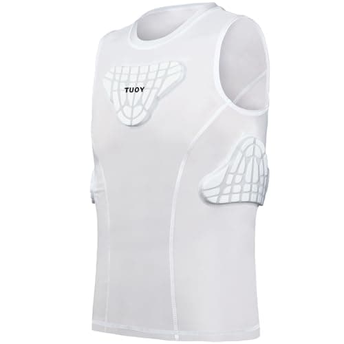 TUOY Youth Padded Shirt Chest Rib Protector Heart Guard Sternum Protective Compression Shirt for Baseball Football Basketball Lacrosse - Small