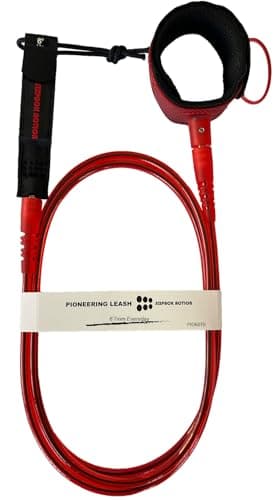SIXPACK ACTION Pioneering 6ft/7ft/8ft 7mm Pro Surfboard Leash, Surfing Leash, Leg Rope, with 360-Degree Integral Molding Cuff Providing Maximum Durability, Flexibility and Comfort (Red, 6ft 7mm)