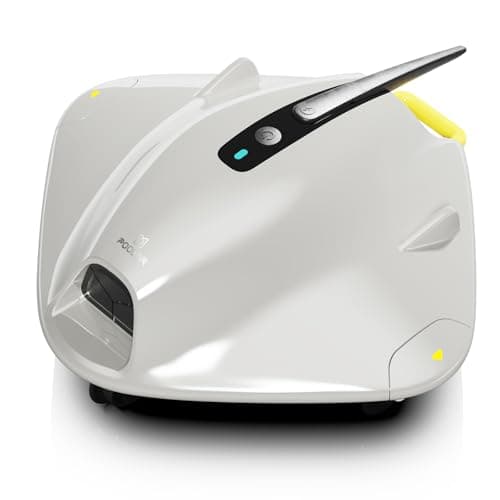 PoolMr Cordless Robotic Pool Cleaner - Above Ground Pool Vacuum Robot - 40W Strong Suction, Dual Cleaning System, Barrier Crossing, 120-Min Runtime Up to 1614 Sq for Above Ground Pools, Grayish White