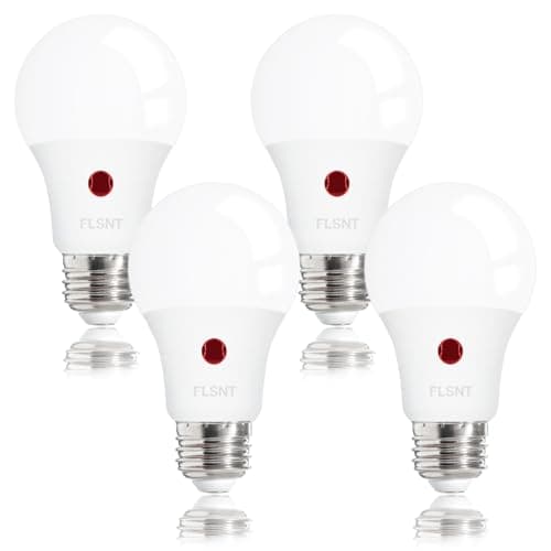FLSNT Dusk to Dawn Outdoor Sensor A19 LED Edison Bulbs, 9W (60W Eqv.), 800LM,Vintage Filament E26 Base, Auto On/Off Photocell Automatic for Energy-Efficient Outdoor Lighting, 2700K Soft White, 4 Pack