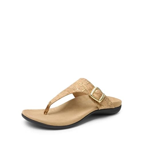 DREAM PAIRS Orthotic Thong Sandals for Women, Arch Support Flip Flops, Comfortable Lightweight Slip On Sandals for Walking, Casual Summer Everyday Wear,Size 7.5,Gold-Cork,SDFF2406W