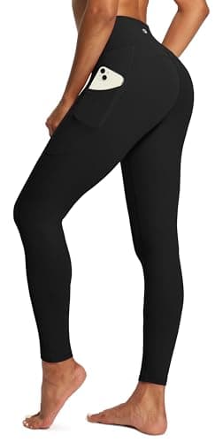 IUGA Tummy Control Leggings with Pockets for Women Workout Yoga Pants Black