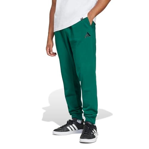 Adidas Mens Essentials Feel Cozy Fleece Sportswear Pants, Collegiate Green/Black, Large
