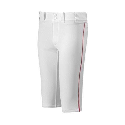 Mizuno Youth Premier Short Piped Pants, White/Red, Large