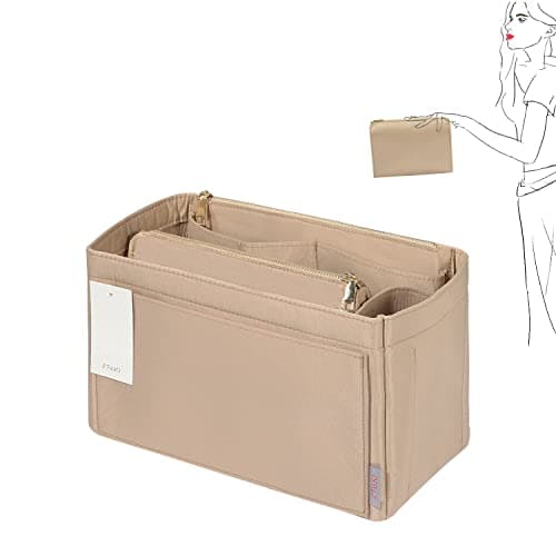 ZTUJO Purse Organizer, Felt Bag Organizer Insert for Speedy, Neverfull, Graceful, Tote, Handbag, Shaper (X-Large, Silky Beige)