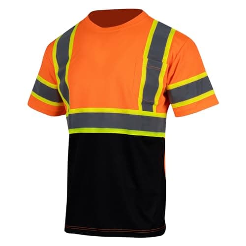 VENDACE Hi Vis Reflective Safety Shirts for Men ANSI Class 3 High Visibility Construction Work T Shirt(Orange,XL)
