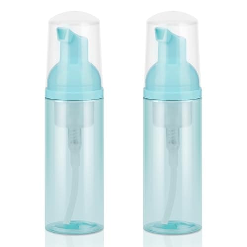 Refillable Travel Pump Bottle 2oz, 2 Pack Portable Foam Bottle for Travel and Daily Use, Leak Proof Foaming Pump Dispenser for Hand Soap, Face Wash, Shampoo(Green)