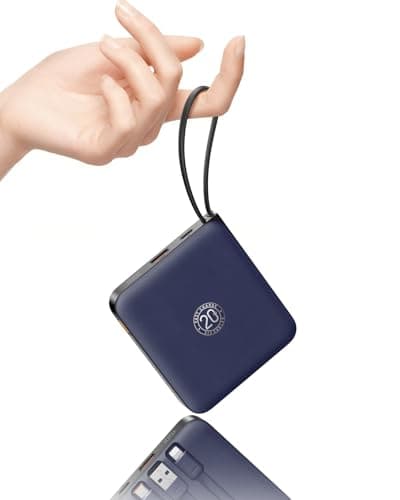 VRURC 10000mAh Portable Charger for iPhone with Built-in Cables, 22.5W Fast Charging Power Bank with LED Display, Battery Pack USB C for iPhone 17 Pro Max, Samsung S26, Travel Essentials (Royal Blue)