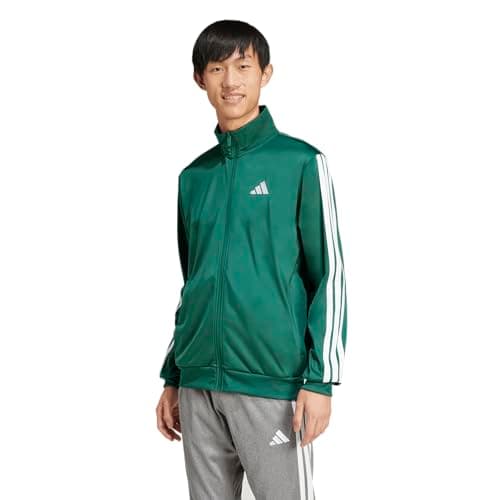 adidas Men's 3-Stripes Tricot Regular Sportswear Track Top, Collegiate Green, Large