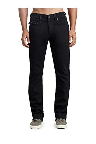 True Religion Men’s Ricky Straight Leg Jeans with Back Flap Pockets – Mens Jeans, 2SB Body Rinse Black, 46