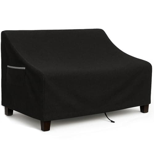 Outdoor Sofa Cover, Waterproof Patio Furniture Cover 58.3W x 32.7D x 31H inches Heavy Duty 600D Oxford Fabric Black