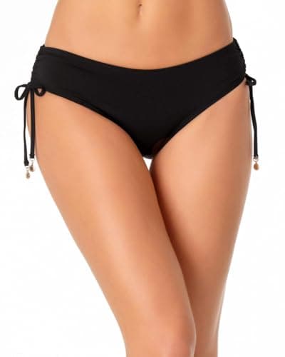 Anne Cole Women's Alex Solid Side Tie Adjustable Bikini Swim Bottom, Black, Large