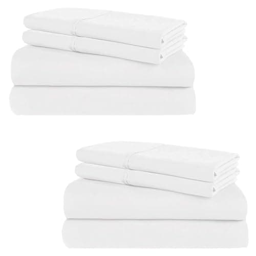 Shreem Linen 100% Cotton 2-Pack Sheets for King Size Bed, Soft & Durable King Size 15" Deep Pocket Sheet Sets, King Sheet Set with Sateen Weave, Cooling Sheets (White)