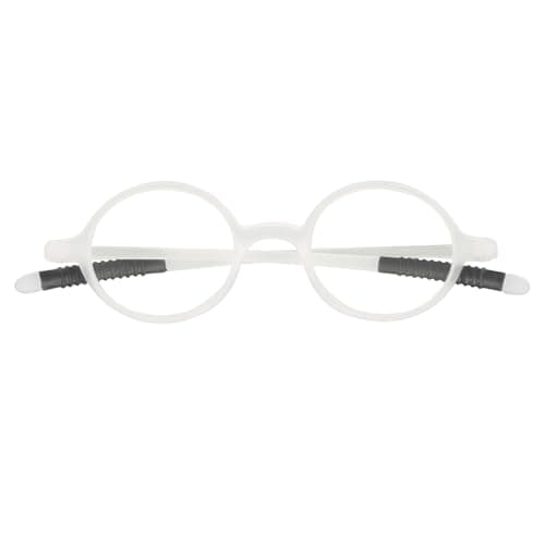 prtcslwd Round Reading Glasses for Women Men Retro Blue Light Blocking TR90 Ultra Lightweight Computer Readers (Sand Transparent, 2, Diopters)