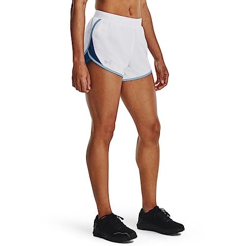 Under Armour Women's Fly by 2.0 Running Shorts, (105) White/Varsity Blue/Reflective, X-Small