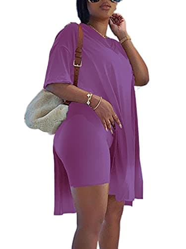 qfmqkpi Women Plus Size Short Sets 2 Piece Outfits