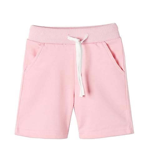 Mud Kingdom Toddler Boys Casual Drawstring Waist Sweat Shorts Running Track Shorts Cotton with 2 Pockets Casual Pink 4T