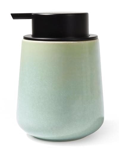 BosilunLife Hand Soap Dispenser - Ceramic Dish Soap Dispenser for Bathroom 12ounce Refillable Liquid Hand Wash Dispenser for Essential Oil, Lotion Soap, Light Green