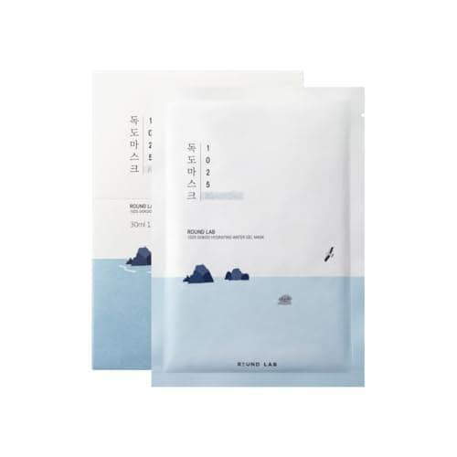 ROUND LAB 1025 Water Gel Hydration Mask(10ea) | Hydration locking, Cooling, Rejuvenating, Easy layering, Unscented for sensitive skin (10ea)