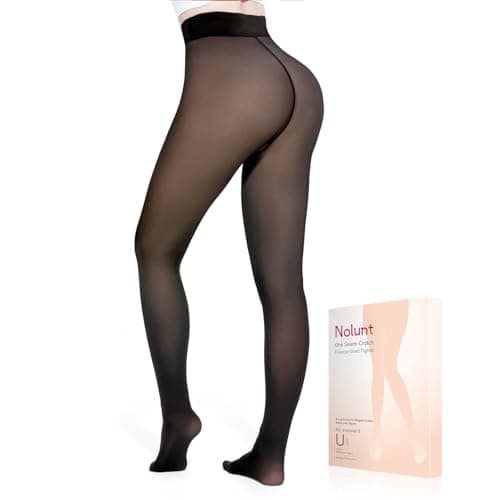 NOLUNT Fleece Lined Tights Women, Sheer Thermal Tights in Winter(Sheer Black-LT)