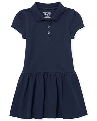 The Children's Place Baby Toddler Girls Short Sleeve Picque Polo Dress, Tidal Single, 3T