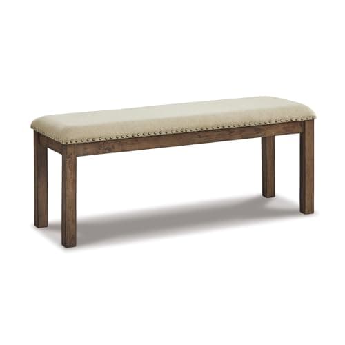 Signature Design by Ashley Moriville Wood Upholstered Dining Bench, Beige