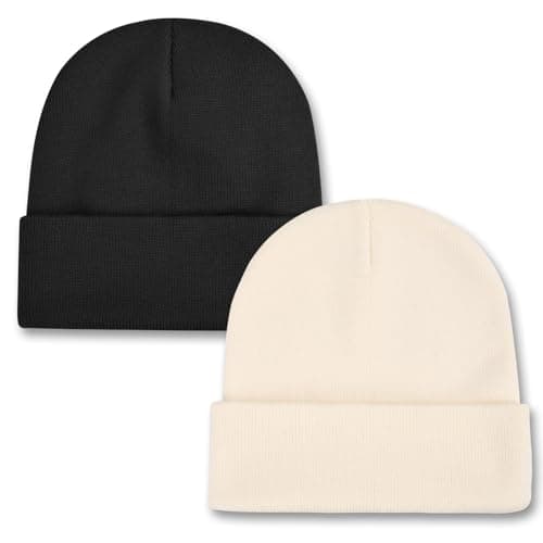 ZOORON Toddler Beanie Baby Beanies for Boys Girls Kids Winter Hats Children Knit Warm Caps 0-12years Black/Beige