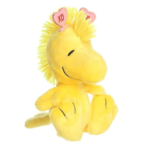 Aurora® Adorable Peanuts® Love On The Mind™ Woodstock Stuffed Animal - Officially Licensed Toys for All Snoopy Fans - Nostalgic Gift for Adults and Birthday Celebrations - Yellow 6.5 Inches