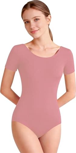 DANSHOW Women Short Sleeve Ballet Leotards for Adult Dance(YW4027-M-22)