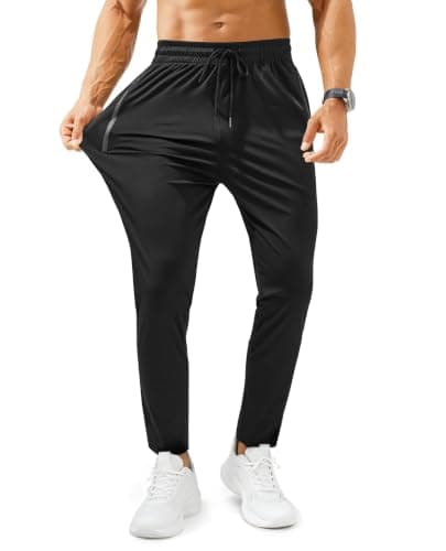 FOGFIRE Mens Sweatpants Joggers with Zipper Pocket Black Large