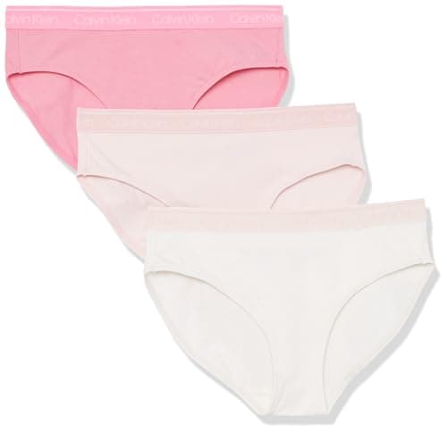 Calvin Klein Kids Girls' Modern Cotton Bikini Underwear 3-Pack, Sachet Pink/Crystal Pink/Vanilla, Medium