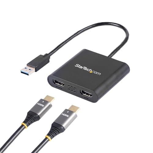 StarTech USB-A 3.0 to Dual HDMI Adapter, 4K 30Hz + 1080p 60Hz, Windows only