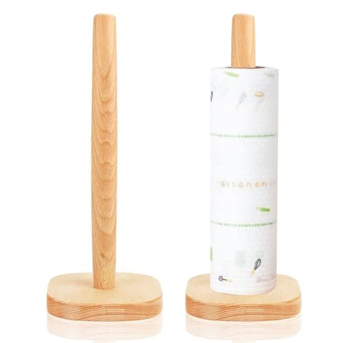 Wooden Paper Towel Holder,Wooden Towel Holder Countertop,Farmhouse Paper Towel Holder for Kitchen Countertop & Dining Table (Square Bottom)
