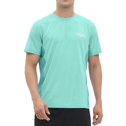 Men's UPF 50+ Quick-Dry Fishing Shirt with Breathable Mesh Back (Green, M)